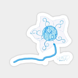 elegant white flower with teal blue-green center, cut out Sticker